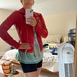 Red leather jacket from como, Italy